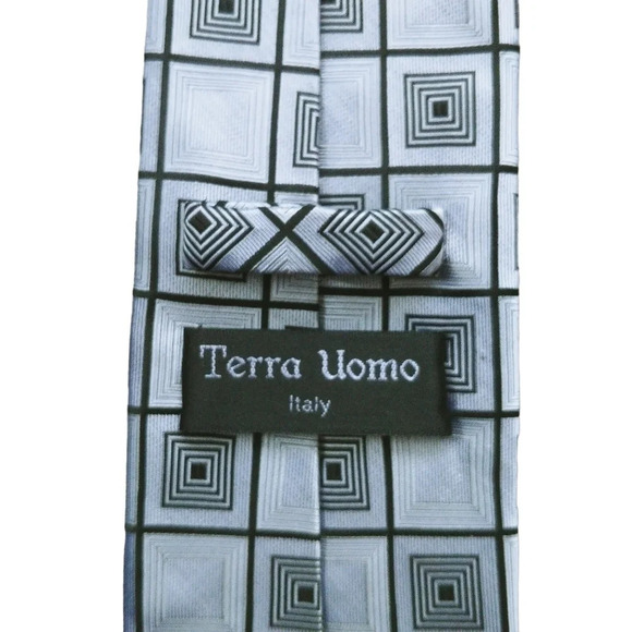 Terra Uomo Italy Polyester Suit Tie  Gray/Black - Picture 4 of 4